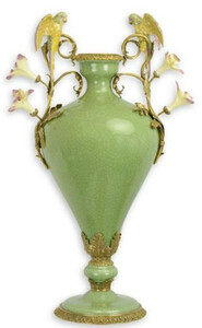 Casa Padrino Luxus Porzellan Vase mit 2 Griffen H. 55,5 cm - Limited Edition