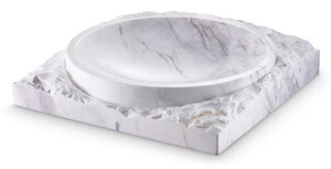Casa Padrino Luxus Deko Marmor Schale Wei 30,5 x 30,5 x H. 6 cm - Obstschale aus hochwertigem Marmor - Hotel & Restaurant Deko Accessoires - Luxus Qualitt