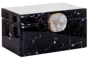 Casa Padrino Luxus Schmuckkasten mit Marmoroptik Schwarz 30,5 x 15 x H. 18 cm - Schmuckschatulle - Aufbewahrungsbox - Deko Accessoires - Luxus Kollektion