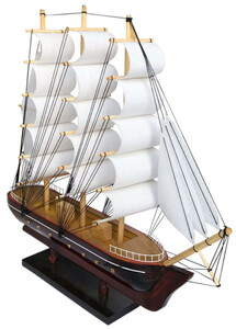 Casa Padrino Deko Segelschiff Belem mit Massivholz Stnder Braun / Wei - Verschiedene Gren - Handgefertigtes Schiff Holzschiff - Deko Accessoires