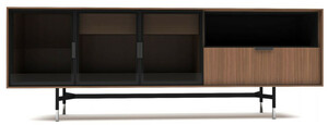 Casa Padrino Luxus Sideboard Braun / Schwarz / Silber 224 x 50 x H. 80 cm - Moderner Massivholz Wohnzimmer Schrank - Luxus Wohnzimmer Mbel
