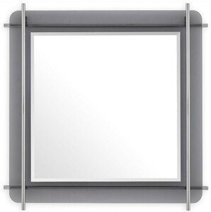 Casa Padrino Luxus Spiegel Silber / Grau 85,5 x 5 x H. 85,5 cm - Quadratischer Wandspiegel mit grau getntem Glasrand und Edelstahl Stangen - Luxus Kollektion