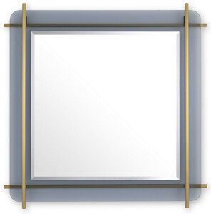 Casa Padrino Luxus Spiegel Messingfarben / Grau 85,5 x 5 x H. 85,5 cm - Quadratischer Wandspiegel mit grau getntem Glasrand und Edelstahl Stangen - Luxus Kollektion