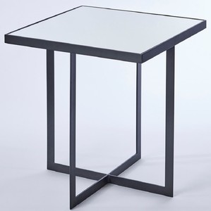 Casa Padrino Luxus Beistelltisch Schwarz 51 x 51 x H. 55 cm - Metall Tisch mit Spiegelglas Tischplatte - Luxus Mbel