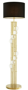 Casa Padrino Luxus Stehleuchte Gold / Schwarz  48 x H. 176 cm - Designer Lampe mit Kristallglas - Luxus Wohnzimmer Lampe
