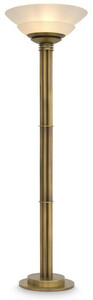 Casa Padrino Luxus Stehleuchte Antik Messingfarben / Wei  60 x H. 195 cm - Runde Metall Stehleuchte mit Glas Lampenschirm - Luxus Kollektion