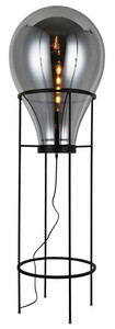 Casa Padrino Luxus Stehleuchte Grau / Schwarz  50 x H. 158 cm - Runde Metall Stehleuchte mit Glas Lampenschirm - Luxus Stehleuchten - Luxus Leuchten - Luxus Interior