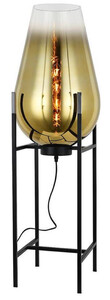 Casa Padrino Luxus Stehleuchte Gold / Schwarz 30 x 30 x H. 97 cm - Metall Stehleuchte mit Glas Lampenschirm - Luxus Stehleuchten - Luxus Leuchten - Luxus Interior