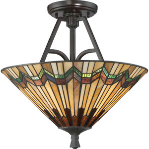 Casa Padrino Luxus Tiffany Deckenleuchte Mehrfarbig  40,6 x H. 38,1 cm - Runde Tiffany Lampe mit handgefertigtem Glas Lampenschirm