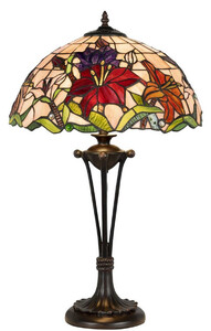 Casa Padrino Luxus Tiffany Tischleuchte Mehrfarbig  40 x H. 64 cm - Runde Tiffany Schreibtischleuchte - Luxus Interior - Luxus Leuchten - Tiffany Leuchten