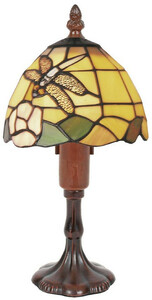 Casa Padrino Luxus Tiffany Tischleuchte Mehrfarbig / Braun  15 x H. 29 cm - Deko Mosaik Hockerleuchte mit handgefertigtem Glas Lampenschirm