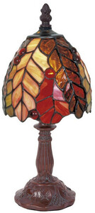 Casa Padrino Luxus Tiffany Tischleuchte Mehrfarbig  14 x H. 29 cm - Dekorative Tiffany Hockerleuchte mit handgefertigtem Glas Lampenschirm
