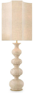 Casa Padrino Luxus Tischleuchte Beige / Antik Messing 40,5 x 40,5 x H. 116,5 cm - Travertin Schreibtischleuchte mit Lampenschirm - Luxus Tischleuchten - Luxus Qualitt