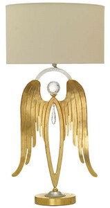 Casa Padrino Luxus Tischleuchte Engel Gold / Silber / Cremefarben  28 x H. 56,5 cm - Moderne Schreibtischleuchte mit edlem Swarovski Kristallglas - Luxus Qualitt - Made in Italy