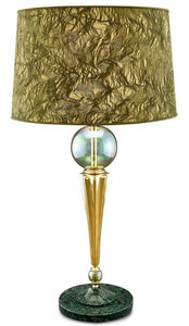Casa Padrino Luxus Tischleuchte Gold / Grn  38 x H. 71 cm - Runde Tischlampe mit Kristallglaskugeln und Marmorfu - Luxus Qualitt