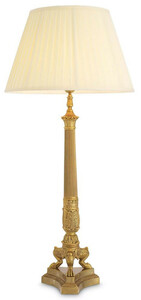 Casa Padrino Luxus Barock Tischleuchte Vintage Messing / Creme  46 x H. 100 cm - Prunkvolle Schreibtischleuchte mit rundem Lampenschirm - Barock Leuchten