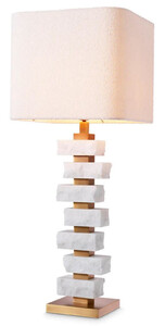 Casa Padrino Luxus Tischleuchte Wei / Antik Messing / Creme 35,5 x 35,5 x H. 89 cm - Schreibtischleuchte mit quadratischem Lampenschirm - Luxus Tischleuchten - Luxus Schreibtischleuchten