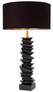 Casa Padrino Luxus Tischleuchte Schwarz / Bronze  44 x H. 80,5 cm - Schreibtischleuchte mit rundem Lampenschirm und Granitsockel - Luxus Tischleuchten - Luxus Schreibtischleuchten