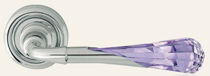 Casa Padrino Luxus Trklinken Set Silber / Lila 15 x H. 5 cm - Edle Messing Trgriffe mit Swarovski Kristallglas - Luxus Qualitt