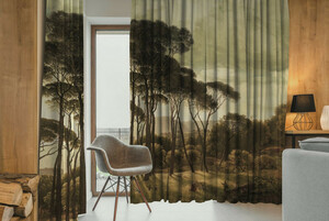 Casa Padrino Luxus Vorhang Set Landschaft Mehrfarbig 250 x H. 290 cm - Bedruckte Leinen & Samt Vorhnge - senvorhnge - Schiebevorhnge - Luxus Qualitt