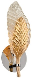 Casa Padrino Luxus Wandleuchte Silber / Gold 14 x 11,4 x H. 38 cm - Edle Wandlampe mit handgefertigtem Italienischen Glas