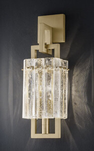 Casa Padrino Luxus Wandleuchte Messing 15,5 x 13 x H. 45 cm - Metall Wandlampe mit Glas Lampenschirm - Luxus Wandleuchten - Luxus Qualitt - Made in Italy