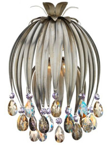 Casa Padrino Luxus Metall Wandleuchte mit Swarovski Kristallglas Silber / Mehrfarbig 20 x 11 x H. 31 cm - Wohnzimmer Wandleuchte - Hotel Wandleuchte - Luxus Kollektion
