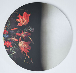 Casa Padrino Luxus Wandspiegel Mehrfarbig  100 cm - Runder Spiegel mit Blumen Design - Luxus Kollektion