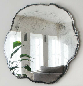 Casa Padrino Luxus Wandspiegel im Baumscheiben Design Wei / Schwarz 101 x 2,5 x H. 98 cm - Wohnzimmer Spiegel - Schlafzimmer Spiegel - Garderoben Spiegel - Luxus Mbel - Luxus Interior