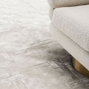 Casa Padrino Luxus Viskose Teppich Grau - Verschiedene Gren - Handgewebter Wohnzimmer Teppich - Wohnzimmer Deko
