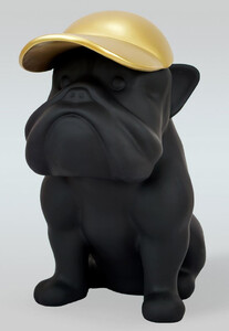 Casa Padrino Luxus XXL Deko Skulptur Hund Bulldogge Matt Schwarz / Gold H. 100 cm - Groe Deko Figur - XXL Wohnzimmer Deko - XXL Garten Deko
