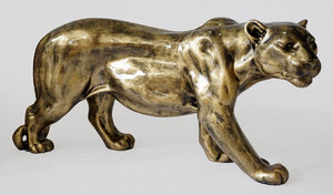Casa Padrino Luxus XXL Deko Skulptur Panther Antik Gold 160 x H. 72 cm - Groe Deko Figur - XXL Wohnzimmer Deko - XXL Garten Deko