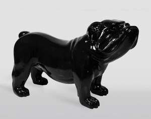 Casa Padrino XXL Deko Skulptur Hund Bulldogge Schwarz 226 cm