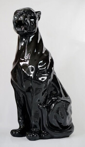 Casa Padrino Luxus XXL Deko Skulptur Panther Schwarz x H. 170 cm - Groe Deko Figur - XXL Wohnzimmer Deko - XXL Garten Deko