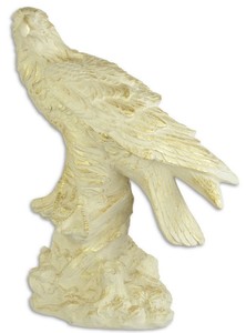 Casa Padrino Deko Skulptur Adler Cremefarben / Gold 42,7 x 25,7 x H. 59 cm - Polyresin Dekofigur 