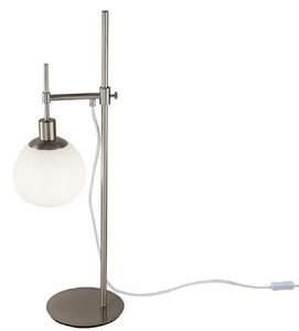 Casa Padrino Tischleuchte Silber / Wei 17 x H. 65 cm - Hhenverstellbare Tischlampe mit rundem Mattglas Lampenschirm