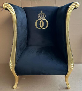 Extravaganter Pomps by Casa Padrino Luxus Designer Sessel von Harald Glckler Schwarz / Gold - Pompser Barock Sessel - Edel & Prunkvoll
