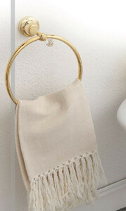 Luxus Handtuchhalter / Handtuchring mit Swarovski Kristallglas Gold 20,2 x 9,3 x H. 22 cm - Luxus Bad Zubehr - Made in Italy
