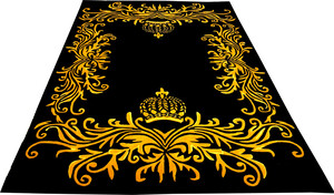 Pomps by Casa Padrino Luxus Teppich von Harald Glckler 120 x 170 cm Krone Schwarz / Gold  - Barock Design Teppich - Handgewebt aus Wolle