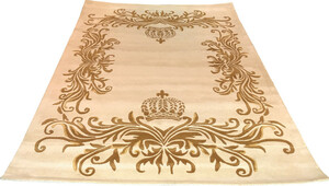 Pomps by Casa Padrino Luxus Teppich von Harald Glckler - ALLE GREN - Krone Creme / Gold  - Barock Design Teppich - Handgewebt aus Wolle