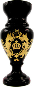 Pomps by Casa Padrino Luxus Pokal Vase mit 24 Karat Vergoldung Schwarz / Gold  14 x H. 30,5 cm - Pompse Blumenvase designed by Harald Glckler