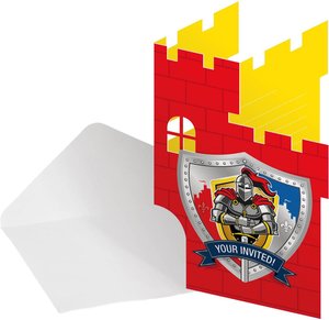 8 Einladungen inkl. Umschlag - Ritter & Wappen