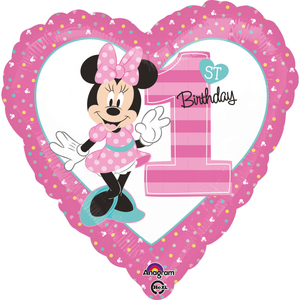 Minnie Mouse 1. First Birthday Herz - Folienballon 43cm
