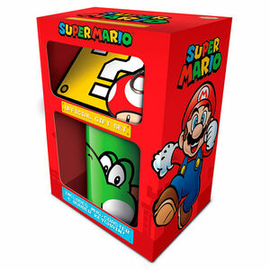 Nintendo Super Mario - Geschenkset: Tasse, Untersetzer & Schlsselanhnger