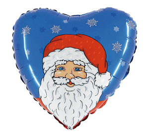 Weihnachtsmann Blau Herzform - Folienballon - 46 cm
