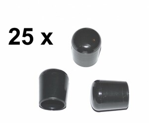 25 x Kappe fr Rundrohr D=18 mm L=21 mm schwarz PVC