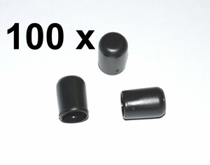 100 x Kappe fr Rundrohr D=8 mm L=12 mm schwarz PVC