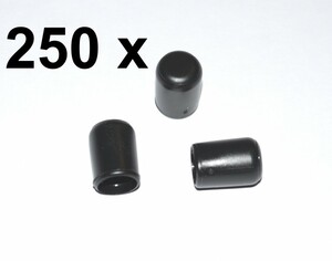 250 x Kappe fr Rundrohr D=8 mm L=12 mm schwarz PVC