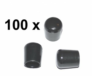 100 x Kappe fr Rundrohr D=18 mm L=21 mm schwarz PVC
