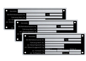 3 x Blanko Typenschild Anhngertypenschild Neutral Anhnger - Vers. 8